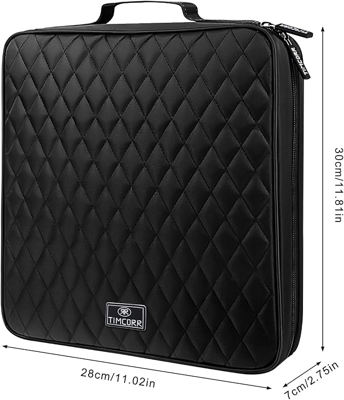 160 Capacity Black Plastic CD DVD Case Organizer with PVC Panel for Portable Storage and Travel