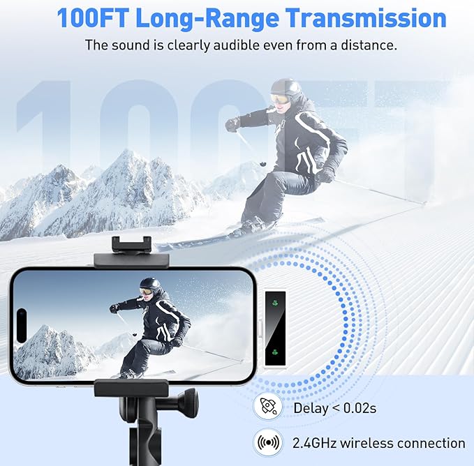 Wireless Lavalier Microphone for iPhone 15, Android, PC, Laptop, USB C Mini Microphone with Noise Cancellation, Mini Mic for Video Recording, Vlog, YouTube, TikTok (White)