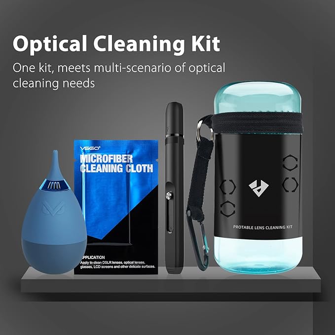 VSGO 11-in-1 Mirrorless Camera Cleaning Kit for Canon,Nikon,Sony,Samsung,Fuji DSLR Cameras, Air Blower Lens Cleaning Pen Microfiber Cloth and Portable Bottle Included (VS-A8E)