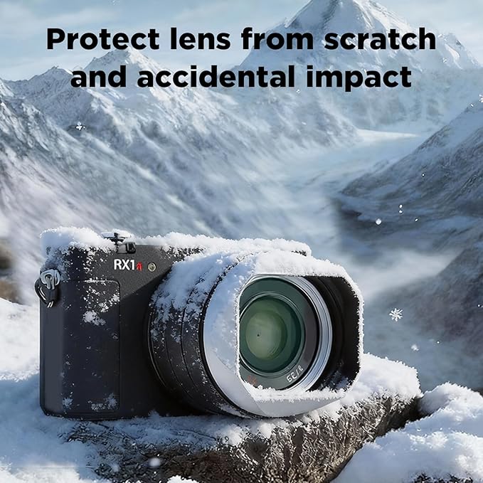 Haoge Metal Square Lens Hood for Sony RX1R3/RX1M2/RX1 FE 40mm F2.5 G FE 50mm F2.5 G FE 24mm F2.8 G Lens Shade on A7CII A7CR A7R4 Camera Bayonet Mount Silver