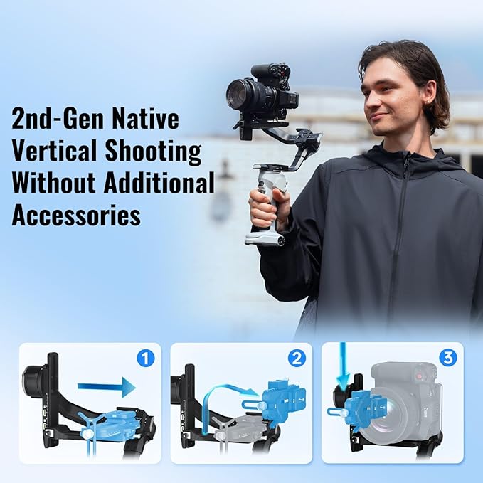 ZHIYUN CINEPEER Crane 4E 3-Axis Camera Gimbal Stabilizer for Canon/Sony/Panasonic/Nikon,Extendable Sling Grip Native Vertical Shooting Handheld Camera Gimbal