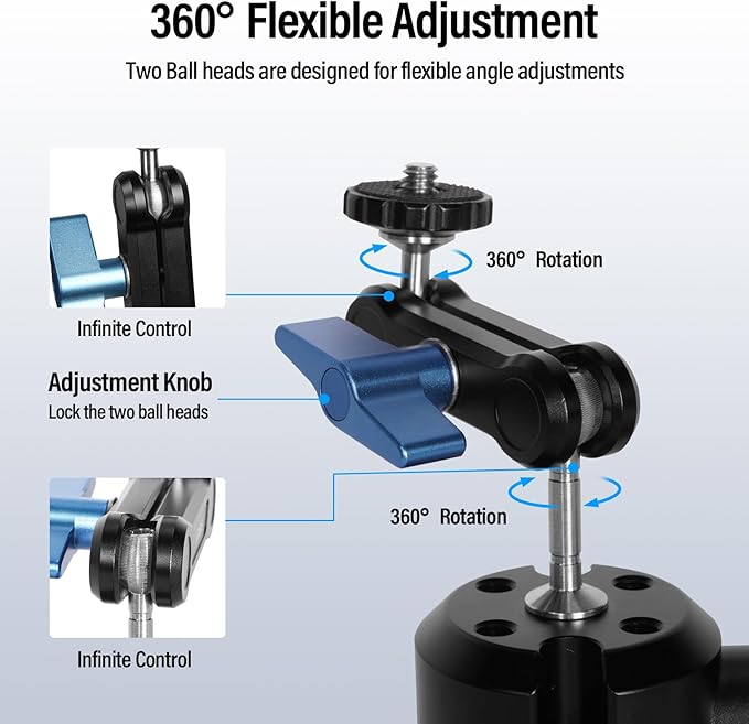 SIRUI Suction Cup Mount for Camera and Phone, Air Pump Vacuum Suction Cup with Magic Arm, Phone Holder, 360°Rotating Double Head Windshield Window Mount for GoPro, for Insta360, for DJI Action, MA-SC