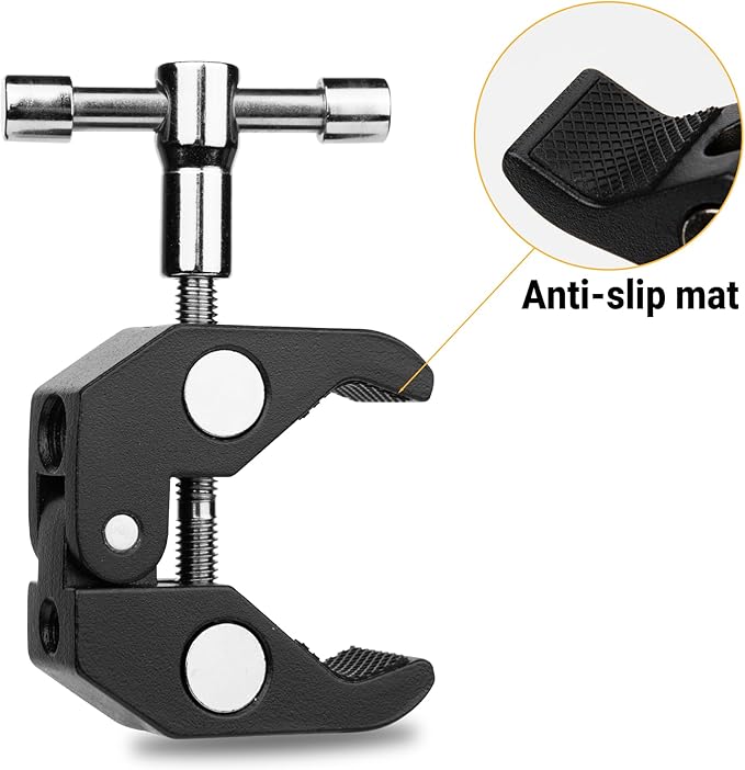 Magic Arm Mount - Aluminum Alloy Magic Arm Spring Clamp & C-Clamp for Tripod, Studio Holder, Live Streaming, Beauty Vlogger Phone Mount (1 Set)