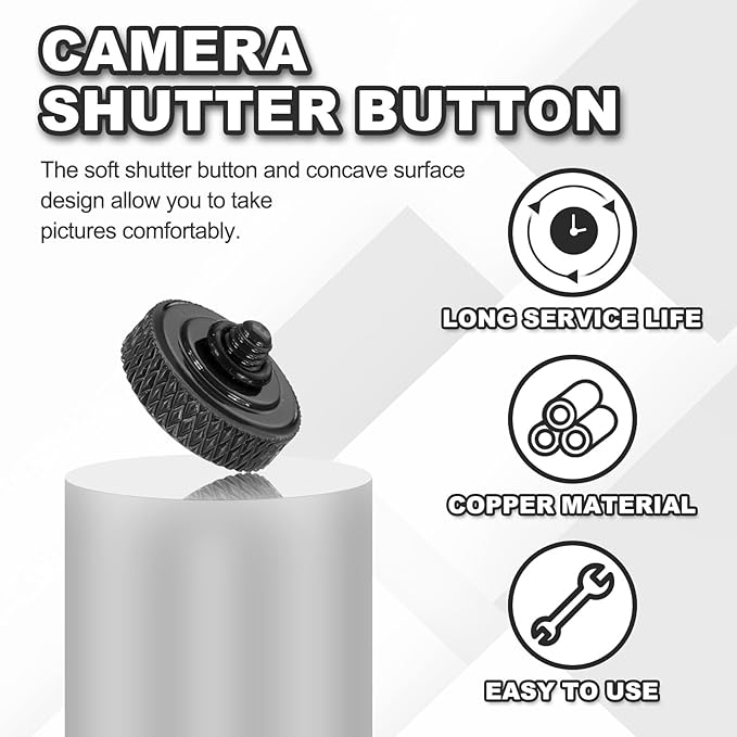 PATIKIL Camera Shutter Button, 2 Pack 12mm Concave Surface Shutter Release Buttons Pure Copper Camera Button for Nikon for Fujifilm for Leica DSLR/SLR, Matte Black