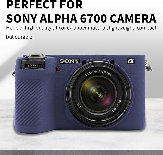 Easy Hood Camera Case for Sony Alpha 6700, Soft Silicone Protective Cover a6700 DSLR Camera Anti-Scratch Slim Fit Body Skin Protector Housing Sleeve for Sony A6700 Mirrorless Camera Blue