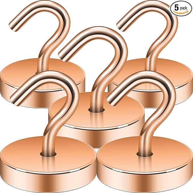 Neosmuk Magnetic Hooks, Cruise Ship Essentials, 130lb+ Heavy Duty Magnetic Hooks for Cruise Cabins, Refrigerator, Grill, Hanging, and Travel | Extra Strong Must-Haves Magnet Hook,Bronze