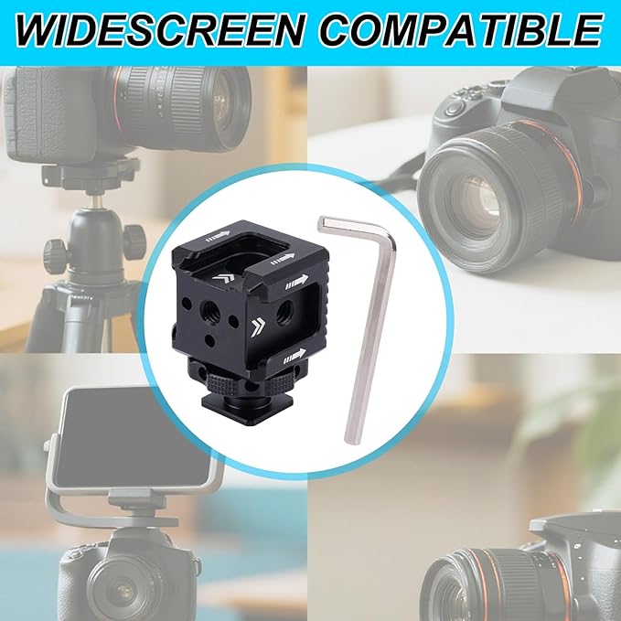 BOXOB Cold Shoe Mount Adapter with Hexagon Wrench, Aluminum Alloy Triple Cold Shoe Mount Camera Extension Bracket Attachment Compatible with Nikon DSLR/SLR Accessories