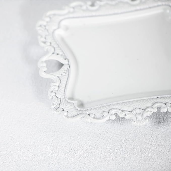 Funly mee Antique Trinket Dish Vintage Jewelry Tray, Ring Holder (White, S)