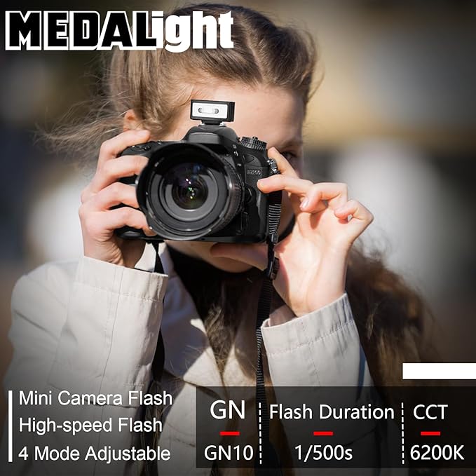 F1 Mini Camera Flash Camera Flash Speedlite for Ricoh (GR3/GR3X,etc.) Nikon/Canon/Fuji,Digital Film Cameras,Mini hot Shoe Flash for DSLR Camera（Not Compatible for Sony ZV-1F.
