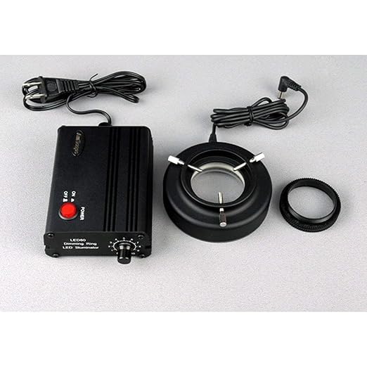 AmScope LED-80MB 80-LED Microscope Ring Light Black with Metal Body and Adapter