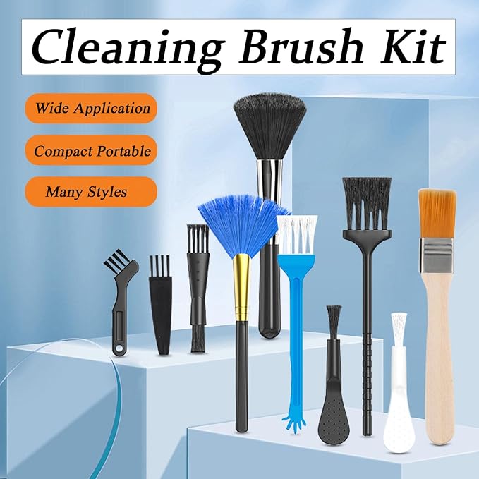 10 Pcs Small Nylon Anti Static Portable Cleaning Brush Kit for Electronics Keyboard Computer Phone