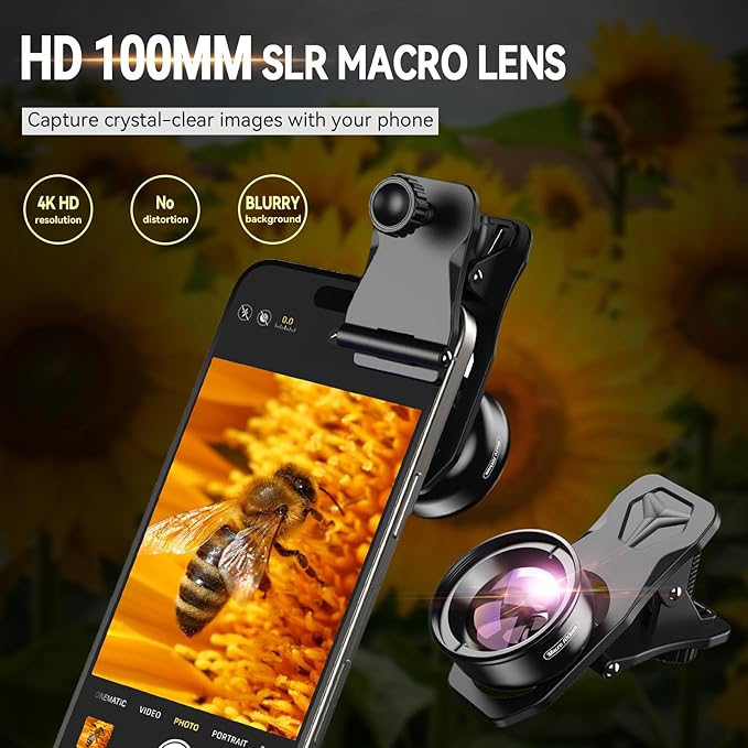APEXEL Professional Macro Photography Lens for Smartphone, Macro Lenses for iPhone, Samsung, Galaxy, Oneplus, Android Phone(Fits for Almost All Phone), Cell Phone Lens Attachment for iPhone