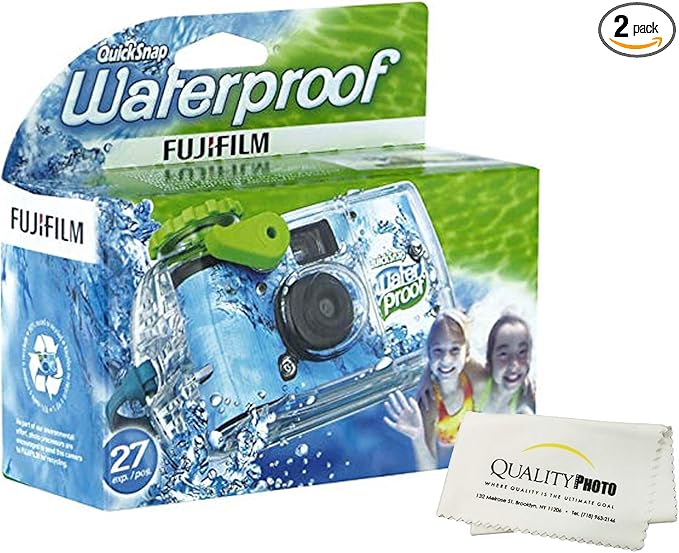 Fujifilm Quick Snap Waterproof 27 exposures 35mm Camera 800 Film, 1 Pack + Quality Photo Microfiber Cloth (1 Pack)