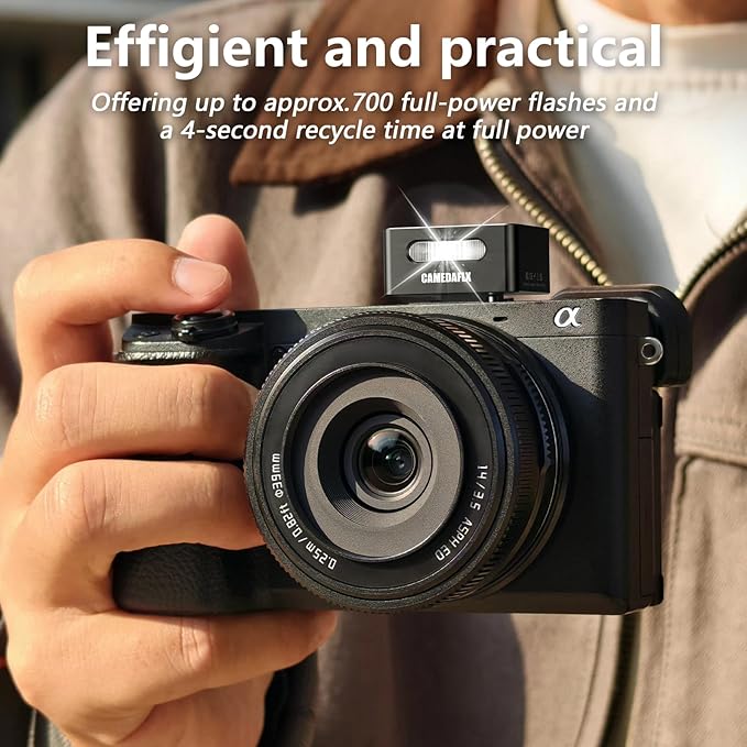 Mini Camera Flash-CF3 Manual Mini Flash,GN5, Aluminum Hot Shoe Flash Speedlight for Ricoh GR3/Sony ZV1/Fuji/Canon/Nikon for Film Camera/DSLR.(Black)