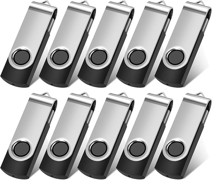 Generic 10 X 2 GB USB Flash Drive USB 2.0 Thumb Drive Memory Pen Stick Jump Drive Keychain Design (10Pack Black, 2GB)