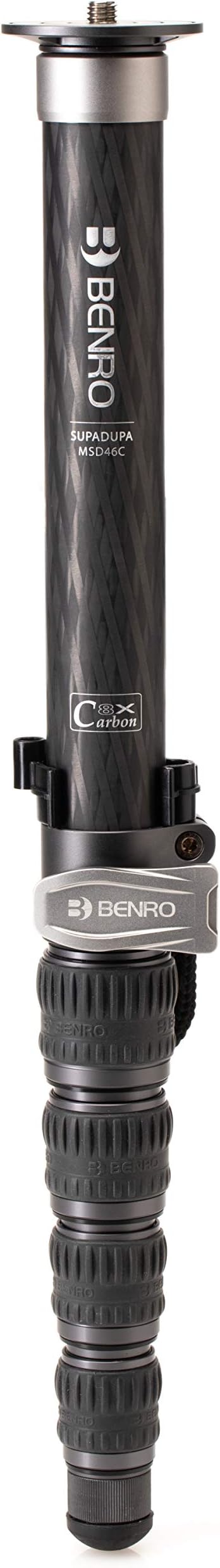 Benro Carbon Fiber Monopod – 6-Section Lightweight Travel Monopod with Twist Locks, Folding Base, Quick Height Adjustment, and High Load Capacity for DSLR, Mirrorless & Video Cameras (MSD46C)
