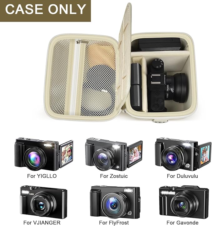 ANKHOH Vlogging Camera Case for Duluvulu/for Zostuic/for YIGLLO/for Gavonde/for Canon/for Kodak Pixpro Digital 4K 5K Camera Carrying Travel Bag for SD Cards, Accessories(Box Only)(White)