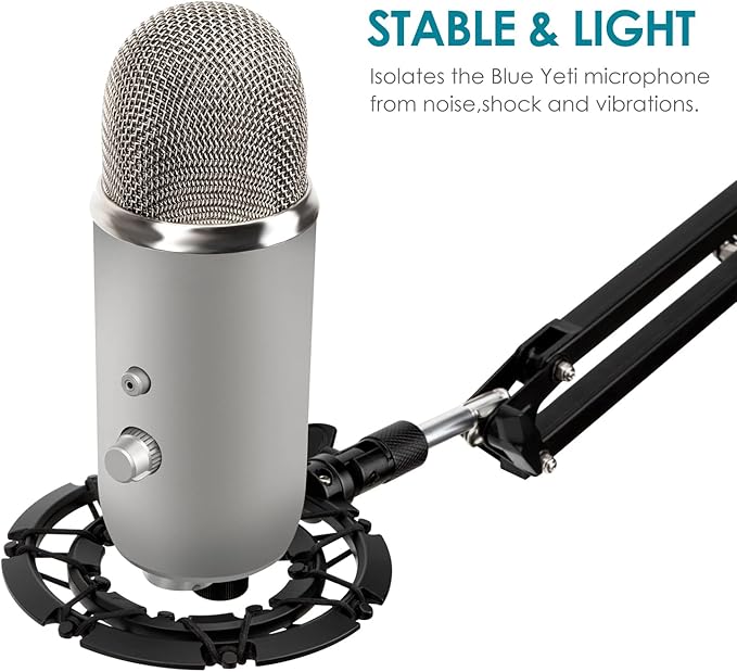 Blue Yeti Shock Mount, Alloy Shockmount Reduces Vibration Noise Matching Mic Boom Arm, Compatible for Blue Yeti and Yeti Pro Microphone by YOUSHARES