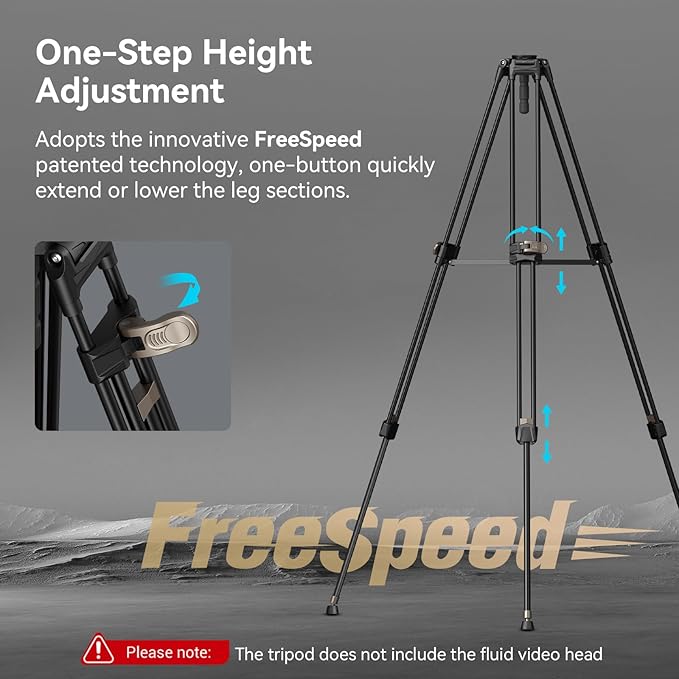 SMALLRIG AD-80 FreeBlazer Heavy-Duty Aluminum Alloy Tripod,71/inch Video Tripod with 75mm Bowl Adapter,One-Step Height Adjustment,Load up to 33lbs,Professional Tripod for DSLR,Camera,Camcorder-4164