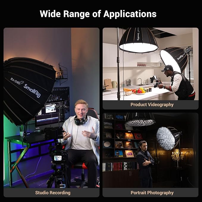 SMALLRIG Parabolic Softbox Quick Release, Parabolic Softbox, Compatible with SmallRig RC 120D/RC 120B/RC 220D/RC220B and Other Bowens Mount Light (33.5inch/85cm)