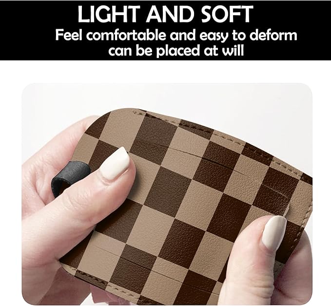 2 Pack Luggage Tag Suitcase Tags PU Leather Identifiers Privacy Cover Luggage Tags Aesthetic Cute Travel Bag Labels for Women Girls Men-Brown Checkered