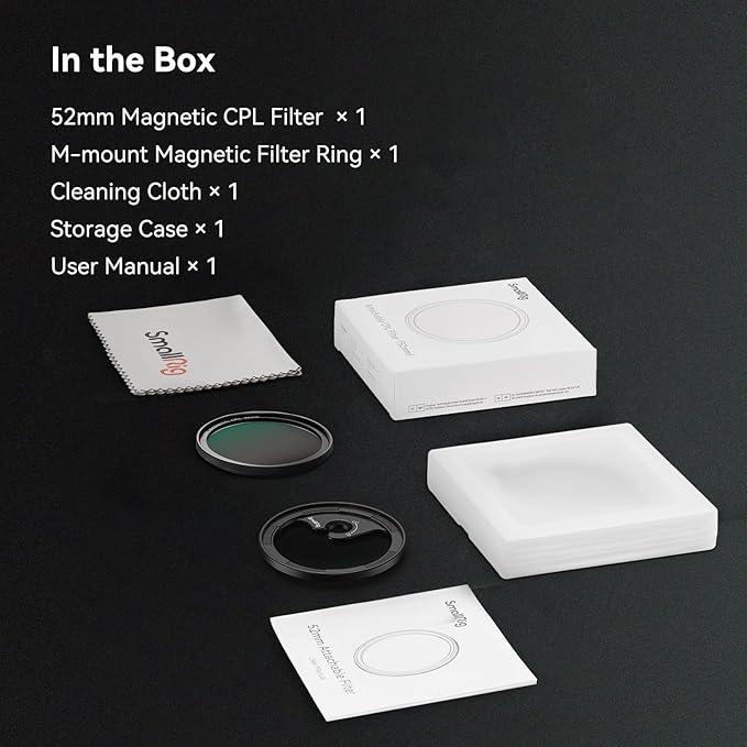 SMALLRIG 52mm Magnetic Circular Polarizers Filter Kit for SMALLRIG Phone Cage for iPhone 15 Series, Magnetic CPL Polarizing Filter with M Mount Filter Adapter, HD Optical Glass Filter Kit - 4388B