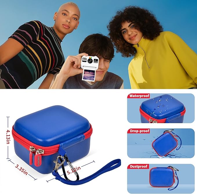 ANKHOH Digital Camera Case for Polaroid Go Generation 2 Gen 2/9035/9071/9070 Instant Mini Camera, Instax Film Cameras Storage with Mesh Pocket for Photo, Stickers (Box Only) (Blue)