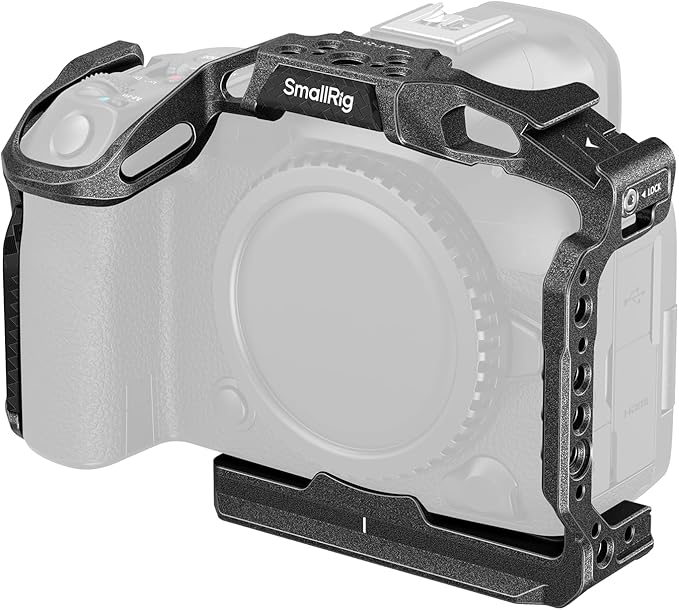 SMALLRIG Black Mamba Camera Cage for Canon R5 Mark II, Aluminum Alloy Camera Rig with Cold Shoe, 1/4''-20 & 3/8''-16 Threaded Holes, Built-in Quick Release Plate for Arca-Type - 4975