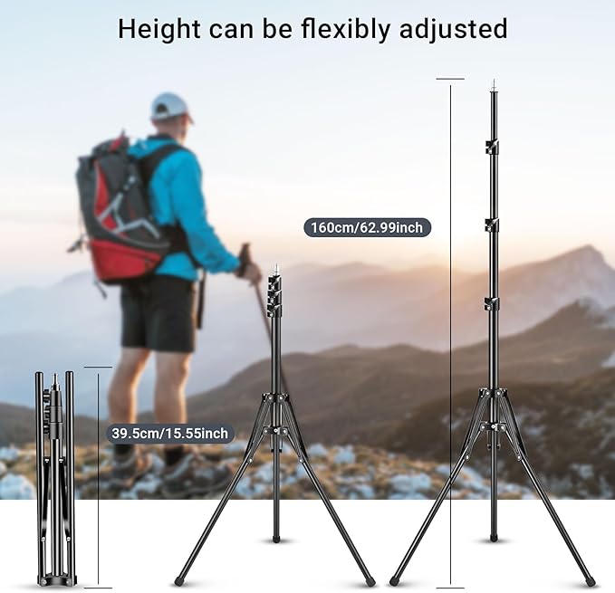 Rechargeable Ring Light with Stand for Video Recording, Dimmable Lighting Tripod for iPhone, Square Light with Phone Holder for Content Creators, Selfie, Makeup, Live Streaming, TikTok