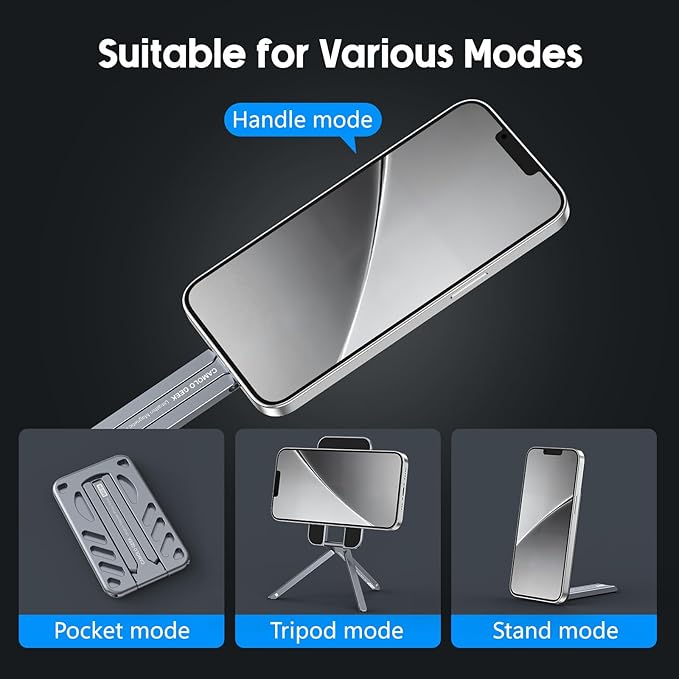 Magnetic Phone Tripod Stand Selfie Stick, MG-04 Foldable Lightweight Portable Travel Mount Holder, Compatible with MagSafe for iPhone 17 16 15 14 13 12 (No Card Slot)