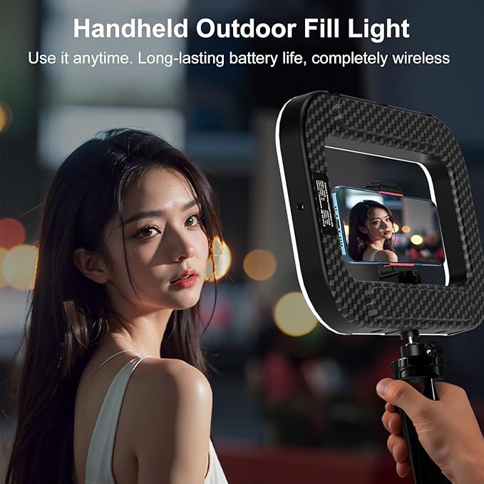Selfie Phones Ring Light, Smartphone Video Rig, Rechargeable Handheld Phone Video Stabilizer with Phones Holder for Filmmaking