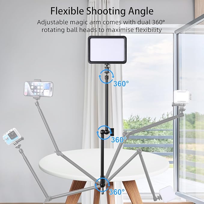 UTEBIT 22 Inch Magic Arm Camera Mount with Super Clamp 1/4" & 3/8" Screw Hole for Desk Rig Flashlight Monitor