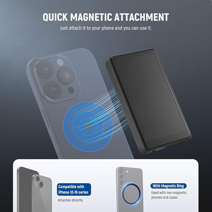 NEEWER PA144 (Black) Phone Cage Compatible with iPhone 17 Pro Max + M4B Basics 4"" Magnetic Vlog Selfie Monitor Screen, Quick Release Video Rig Stabilizer Accessories with 67mm Filter Ring