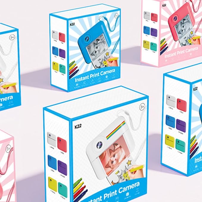 Kids Camera Instant Print, 2.4 Inch Screen Instant Camera,1080P HD Kid Camera Instant Printing with Print Paper and 32GB SD Card,Christmas Birthday Gifts (Specialized Printing Paper 4 Rolls)