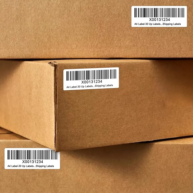 100 Sheets 3000 Pcs 30 Up 1" x2-5/8 Shipping Address Barcode Labels for Laser & Inkjet Printers, 1x2.625 FBA Labels on US Letter, 30 per Sheet Return Address Labels, 30 per Page