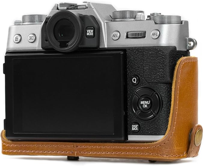 MegaGear MG983 Fujifilm X-T30, X-T20, X-T10 (16-50mm/ 18-55mm Lenses) Ever Ready Leather Camera Case and Strap, with Battery Access - Light Brown