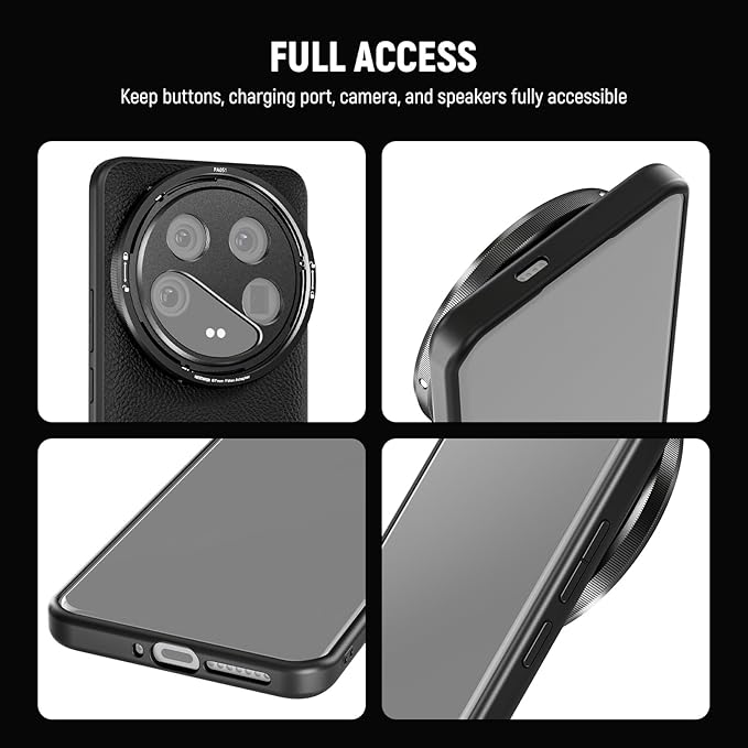 NEEWER 14 Ultra Case, Protective Heavy Duty Case with Wireless Charging, 17mm Lens Mounts & 67mm Filter Adapter, TPU + PC Faux Leather, Compatible with Xiaomi 14 Ultra, PA051 Black