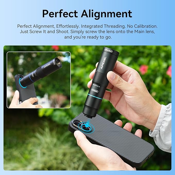 APEXEL 17mm Thread Lens Phone Case Compatible for iPhone 17, Compatible with All Telephoto & Macro Lenses, Durable Protective Cover Black