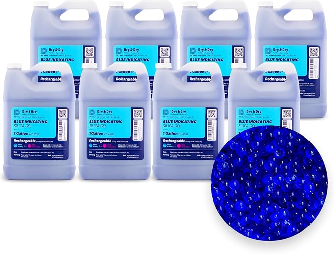 Dry & Dry [60 LBS] Blue Indicating Silica Gel Beads(Industry Standard 3-5 mm) - Reusable Desiccant Beads Silica Beads(Blue to Pink) Silica Gel Bulk