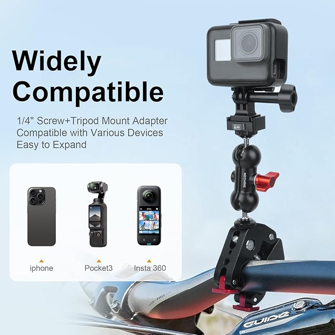 Super Clamp Mount with 360°Ballhead Magic Arm,Universal Mount with Quick Release Adapter for DSLR Camera,Led Lights,Action Cameras,and More