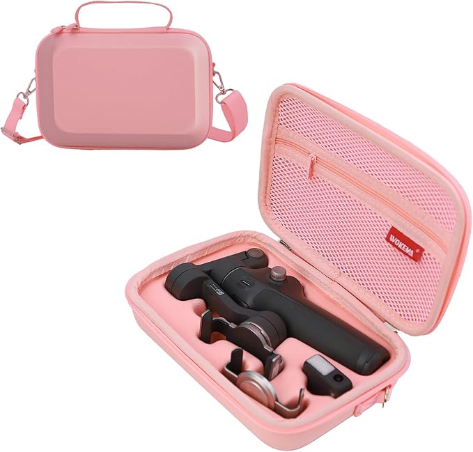 Father&I Pink Shockproof Hard Case for DJI Osmo Mobile 7P/7 – Protective Gimbal Bag with 2-Way Zipper, Travel-Friendly Design, and Snug Fit