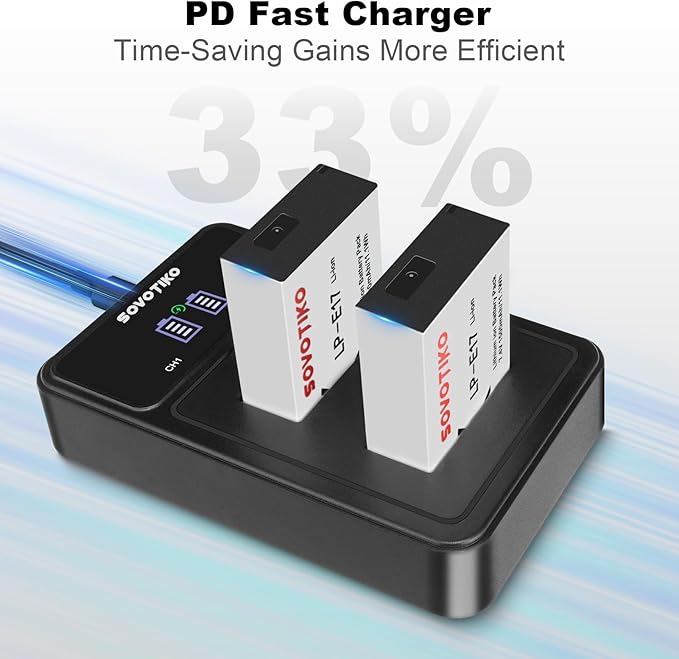 2-Pack LP-E17 Battery and 2-Slot Battery Charger for Canon EOS Rebel SL2 SL3 T6i T6s T7i, EOS M5 M3 M6, M6 mark2, 77D 200D 250D 750D 760D 800D 8000D RP SLR Camera