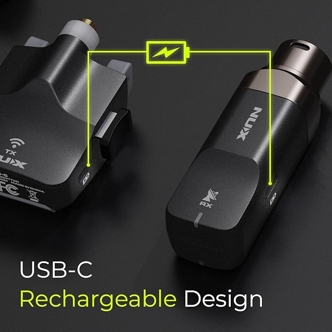 NUX B-6 Saxophone Wireless System with Charging Case,Operation Range of 20 Meters,High-Resolution 24- bit/44.1kHz Audio,2.4GHz Wireless Saxophone Microphone