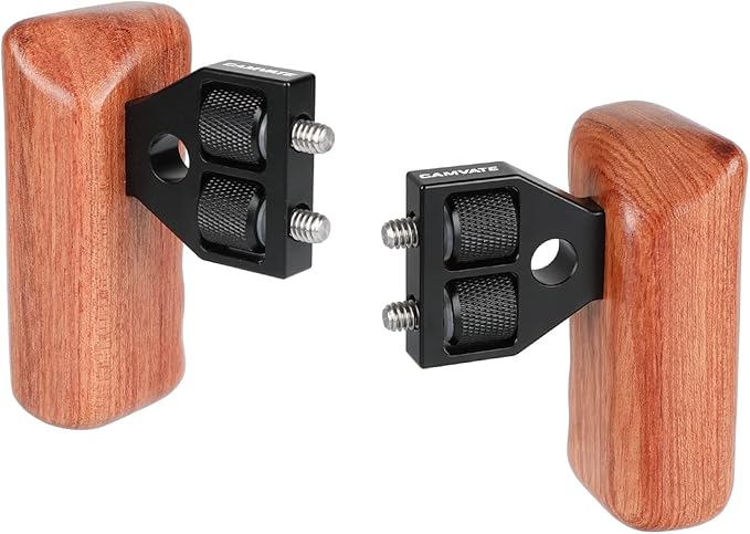 CAMVATE DSLR Wooden Handle Grip with Connector for DV Video Camera Cage(1 Pair) - 1346