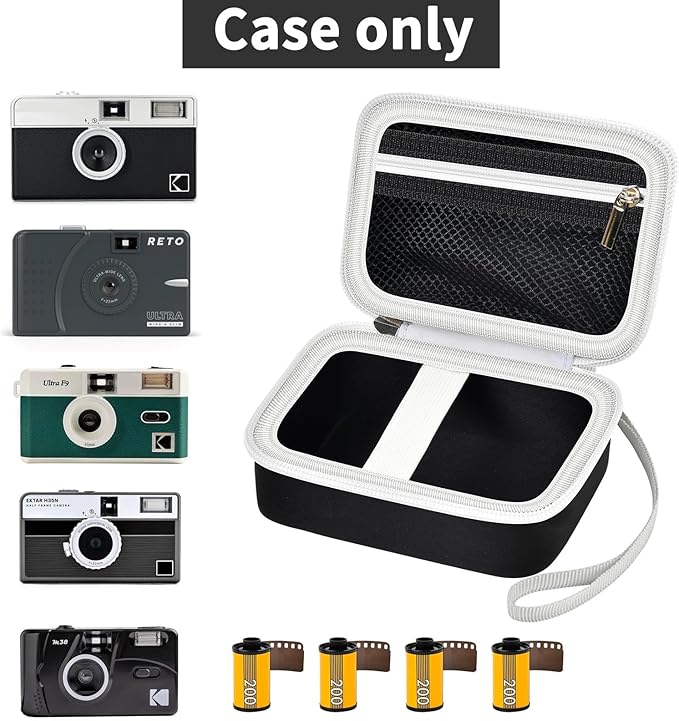 Grapsa Digital Camera Case Compatible with KODAK EKTAR H35 H35N Half Frame Film Camera, Storage Holder Organizer for Kodak Ultra F9 M35 M38 Paper Shoot kamera, 35mm Film Rolls (Box Only) - Black