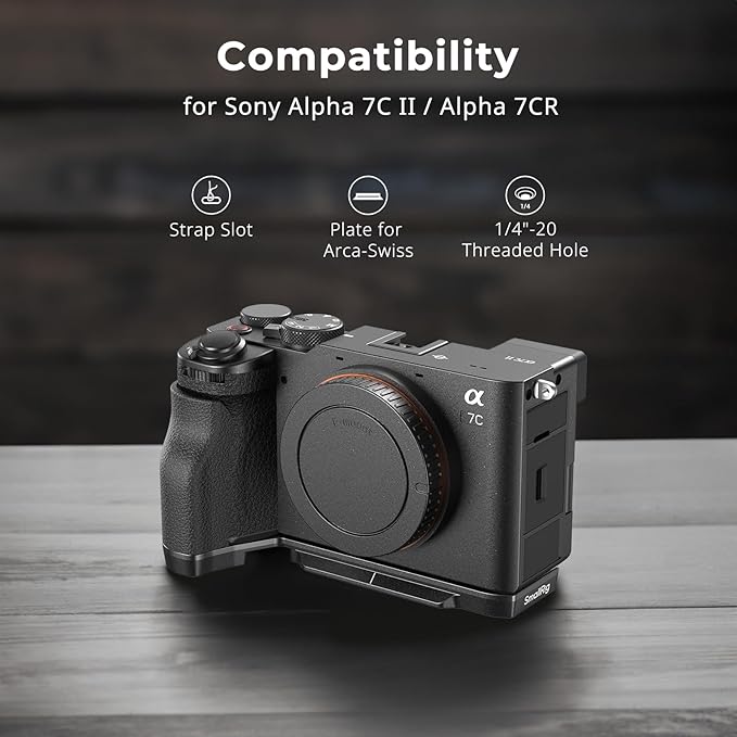 SmallRig A7C II / A7CR Handgrip L-Shape Grip for Sony Alpha 7C II/Alpha 7CR, Quick Release Plate for Arca, Lightweight Silicone Side Handle, for Quickly Switch on Tripods/Handheld Shooting - 4797