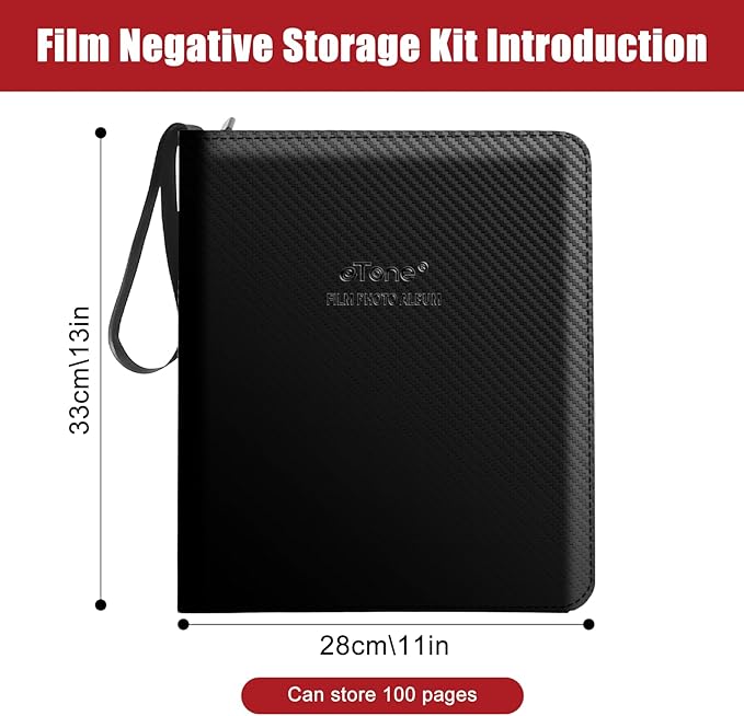 eTone Film Negative Storage Box Acid Free Archival Film Bag Album Protector 3 Ring Film Negative Sleeves Binder for 135 35mm 120 4x5 8x10 Negative Sleeves