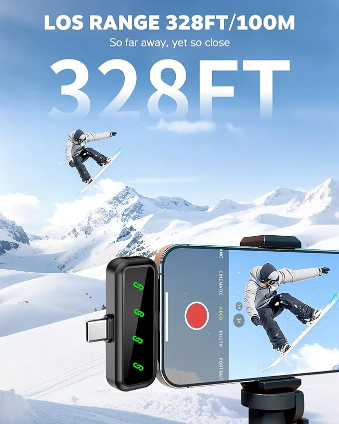 Wireless Lavalier Microphone for iPhone & Android, Upgraded Mini Microphone with Digital Display & AI Noise Reduction - 100H Charging Case, Mic for Video Recording, Vlogging, TikTok (4 Mics)