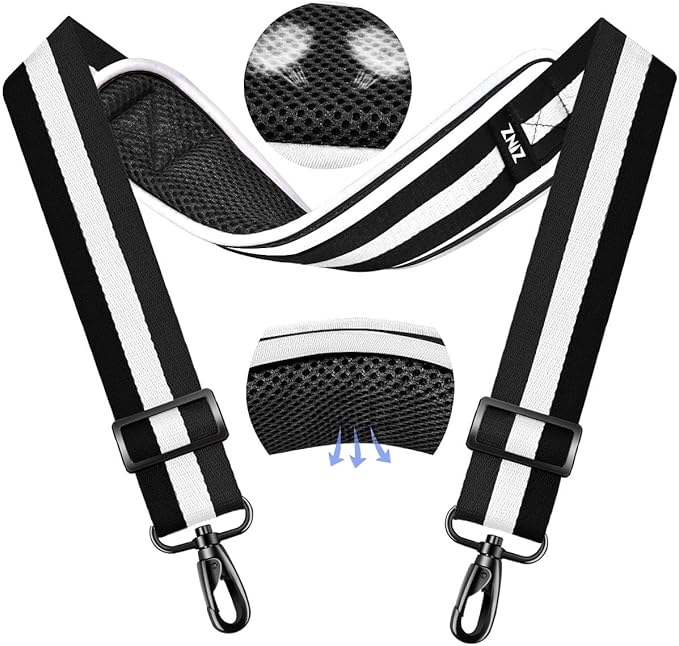 ZINZ 79.5" Universal Bag Strap with Ultra-Thick Fixed Breathable Pad Adjustable Heavy-Duty Shoulder Strap for Laptop Crossbody Luggage Gym Camera Bag and More -TW01B03