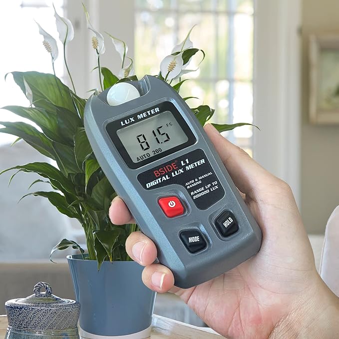 BSIDE Light Meter Digital Illuminance Meter 0.1-200,000 Luxmeter Environment Luminometer Photometer for Plants, Car Headlights, Home & Office LEDs Light Photography